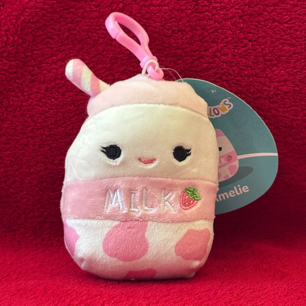 Squishmallow Clip Amelie Strawberry Milk New With Tags